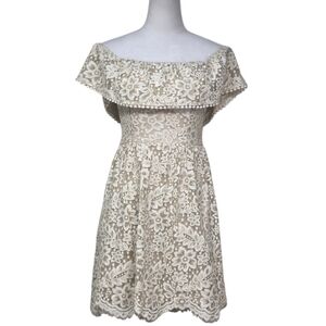 Altar'd State Cream Floral Lace Midi Dress